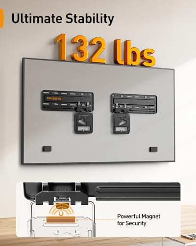 Image of Perlegear Ultra Slim TV Wall Mount 0.3 inch Low Profile, Compatible with 43 inch- 86 inch Flat TV, Neo QLED, Frame TV, Flush Mount Flat Mount Bracket, Micro Gap, Holds up to 132 lbs, Blends Into Any Interior