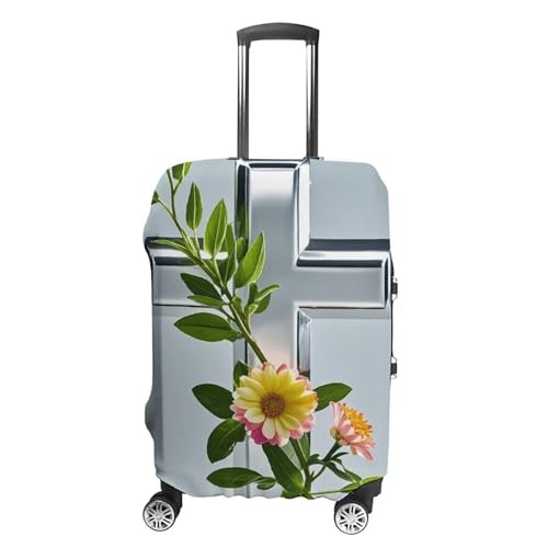 Flower Branches on The Cross Printed Luggage Cover Protector, Fits 18-32 Inch Luggage