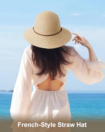 Image of Zylioo 2XL /XL /L /M /S Womens Straw Hat,Wide Brim Sun Protection Beach Hats,UPF 50+ Floppy Summer Hat for Small Heads