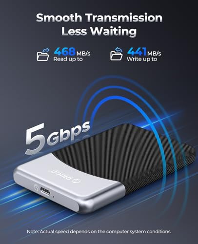 Image of ORICO 256GB External SSD with 2 in 1 USB C Cable, Portable Solid State Drive USB 3.2 Gen 1 Up to 460MB /s, Dust and Drop Resistance, Reliable Storage for USB-C Smartphone, PC, Tablet, Labtop - M25PRO