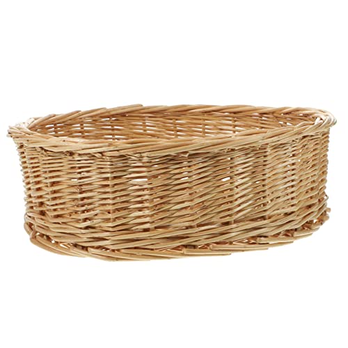 Garneck Wicker Storage Basket Round Wicker Bowl Woven Food Basket Kitchen Basket Sundries Storage Basket Countertop Basket Farmhouse Basket Food Display Basket Home Storage Basket Straw
