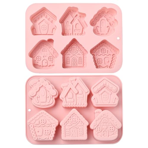 KitBeads 2Pcs House Silicone Molds Tiny Holiday House Fondant Molds Gingerbread House Molds for Resin Baking Candle Soaps Crafts Decor