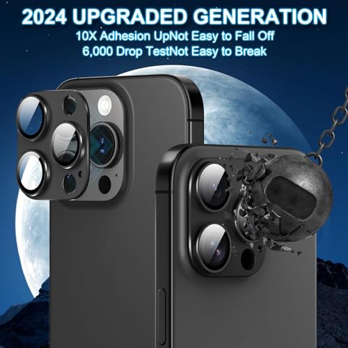 Image of PACK OF 2 Camera Lens Protector For IPHONE 16 PRO / 16 PRO MAX (BLACK) UHD 9H Glass, Anti Drop, Scratch Resistant, Case Friendly, Removable, Waterproof, Heavy Duty Camera Protector.