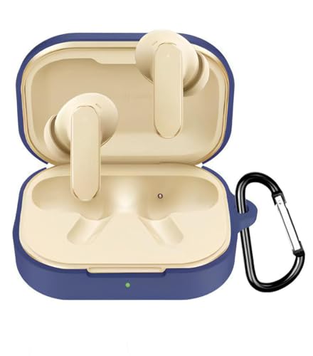 Image of AJM 360 Protection Shockproof Design Soft Rubberised Case with Keychain for Realme Buds Air 8 (Navy Blue)