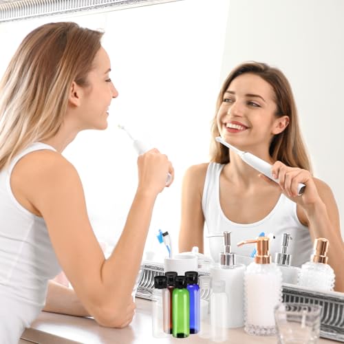 uxcell 2 Oz Plastic Bottles with Flip Caps, 200 Pcs Reusable Travel Size Containers with Lids Plastic Squeeze Refillable Dispensing Bottles for Shampoo, Body Soap, Toner(Brown Black)4