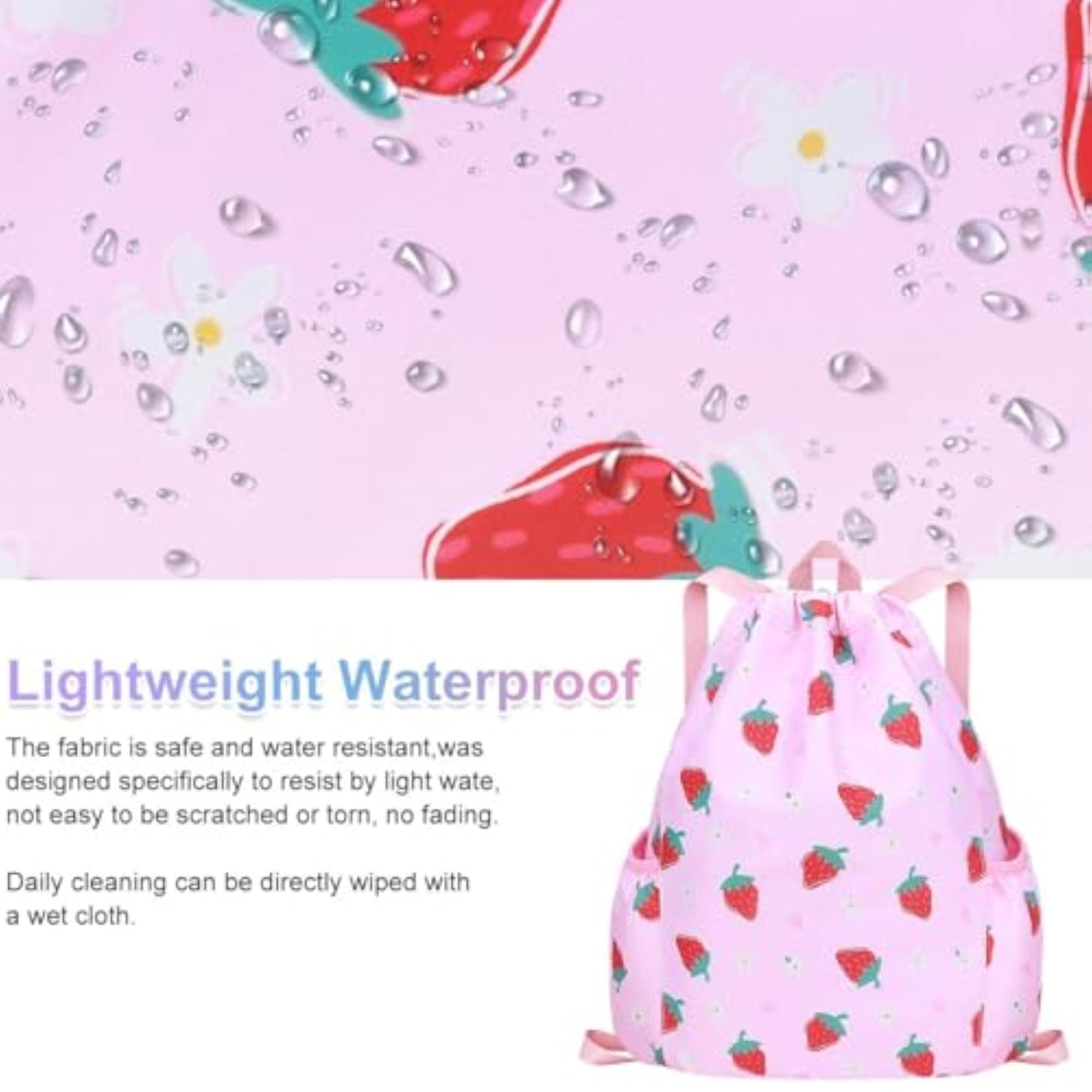Unicorn Drawstring Backpack for Kids, Rainbow Design