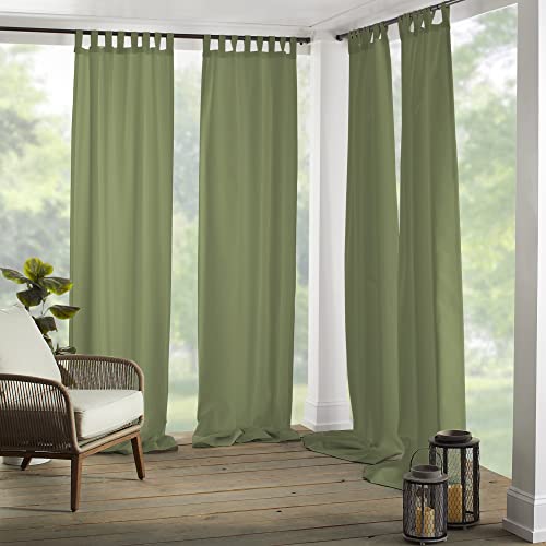 Elrene Home Fashions Matine Weatherproof Tab-Top Indoor/Outdoor Solid Color Curtain Panel for Porch Pergola, Patio, Deck