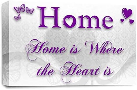 LRHome Love Quote Wall Art Canvas Purple White Framed Family Picture Print Ready to Hang