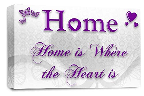LRHome Love Quote Wall Art Canvas Purple White Framed Family Picture Print Ready to Hang