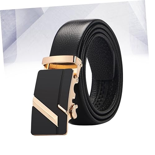 Men's Casual Imitation Leather Automatic Buckle Belt Stylish Jeans Strap for Everyday Wear 110CM2