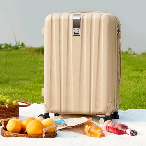 Image of Hanke 20 Inch Carry On Luggage 22x14x9 Airline Approved Lightweight PC Hard Shell Suitcases with Wheels Travel Luggage Rolling Suitcase Travel Luggage Bag for Weekender（Cuba Sand）