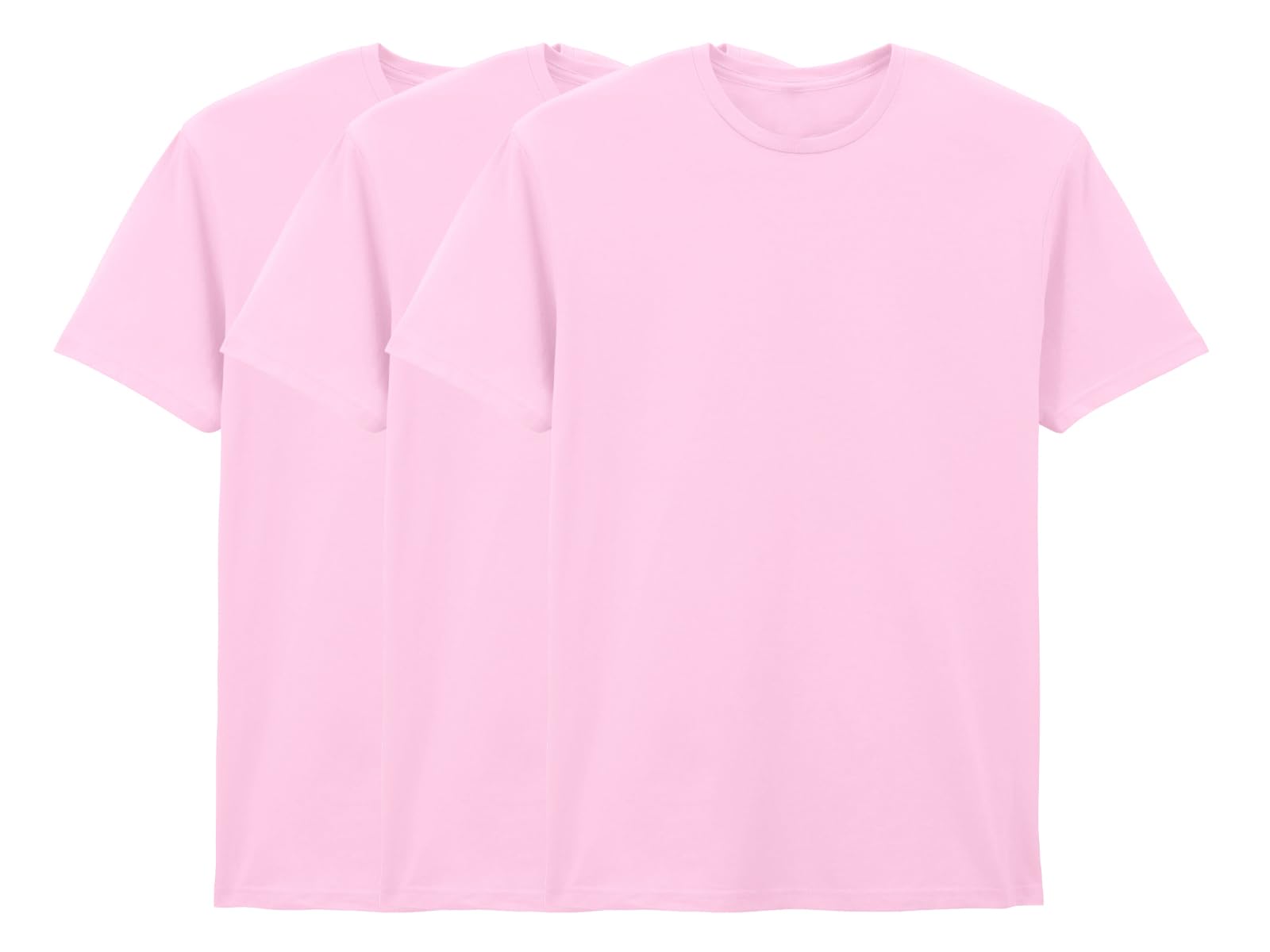 COOZO Pack of 3 Men's Classic Fit Blank Short Sleeve T-Shirts - 3 x Light Pink - L