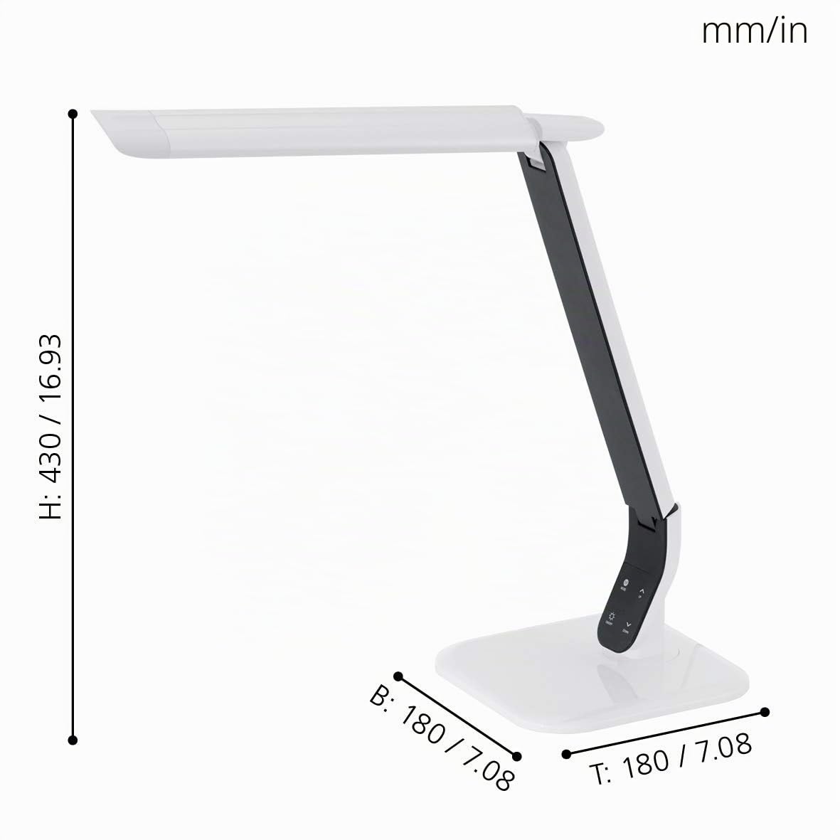 EGLO LED Tischlampe Sellano, 1 flammige Tischleuchte mit Touch | Farbtemperaturwechsel (warm, neutral, kalt), dimmbar, Schreibtischlampe aus hochwertigem Kunststoff, Stahl, Bürolampe in Weiß