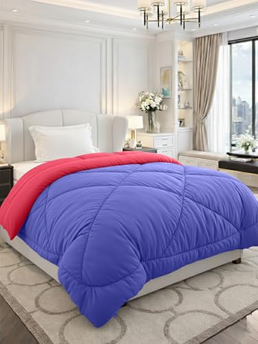 Image of Monte Carlo Polyester Comforter Single Bed | 200 GSM Lightweight & Reversible | Soft Quilt for Mild Winter | Easy Care All Season Comforter (Blue /Maroon) | 59 x 87 Inches