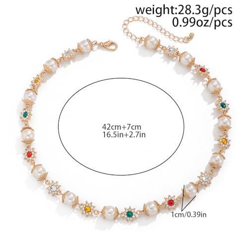 IOETSEUT Damen Halskette Schwester Halskette Elegante Imitation Perle Perlen Kette Halskette für Frauen Halsband Ehe Braut Goth Strass Halsband Party Schmuck Geschenke Neue Mädchen Geschenke