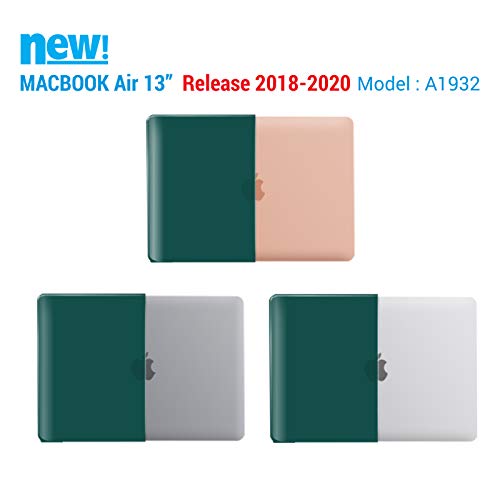IBENZER MacBook Air 13 Inch Case 2020 2019 2018 New Version A1932, A2179, Hard Shell Case with Keyboard Cover for Apple Mac Air 13 Retina with Touch ID, Quezhal Green, MMA-T13QUGN+1