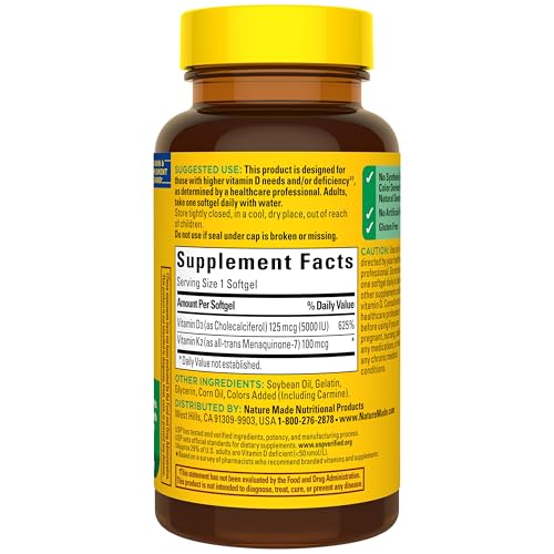 Nature Made Vitamin D3 K2 Supplement, 30 Softgels - image 8