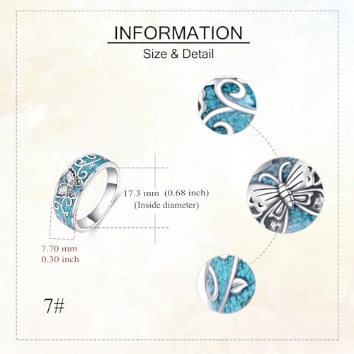 ONEFINITY Turquoise Rings S925 Sterling Silver Turquoise Ring Jewelry Gift For Women Men4