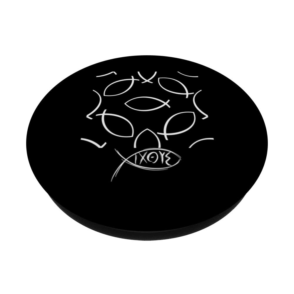 Fish The Sign of Christian Jesus Friends Faith God PopSockets Swappable PopGrip, Black - Image 2