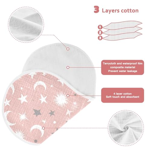Muslin Baby Burp Cloths Set of 4, Soft Absorbent Starts and Moon Cotton Burping Cloth, Milk Spit Up Rags for Newborn Unisex, 22 x 11 Inch4