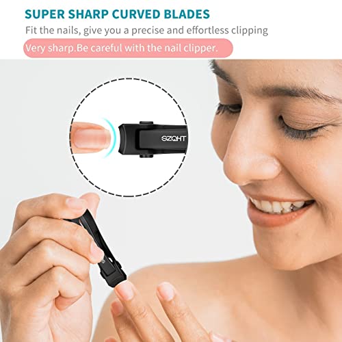 SZQHT Ultra Wide Jaw Opening Nail Clippers Set Toenail Clippers for Thick Nails Cutter for Ingrown Manicure,Pedicure,Men & Women Big(Black) - Image 5