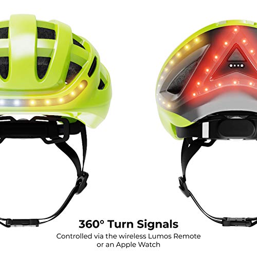 Lumos Kickstart Smart Bike Helmet (Electric Lime) | Front and Rear LED Lights | Turn Signals | Brake Lights