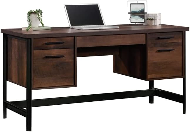 Vista 3 de Sauder Briarbrook - Escritorio para computadora de madera y metal en roble barril