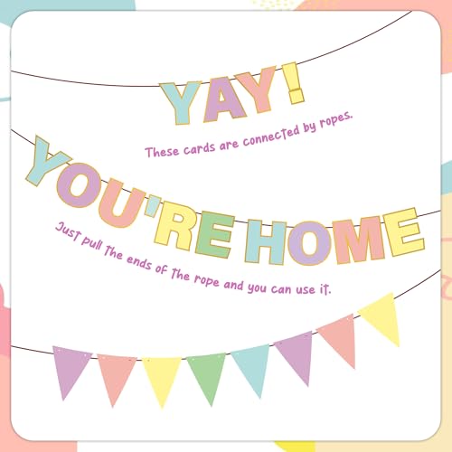 Welcome Home Party Decorations Banner - 19 Pcs Pre-Strung Colorful Banners Triangle Bunting Hanging Swirls Honeycomb Centerpiece Balls for Welcome Back Home Military Army Homecoming Sign Decor by HSUUSDU - Used condition - Image 3