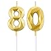 BBTO 80. Geburtstag Nummer Kerzen 3D Diamant Form Kuchen Kerzen Nummer 80 Kuchen Topper Dekoration für Geburtstag Hochzeit Jahrestag Feier Zubehör, Gold