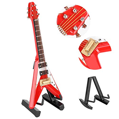 10 cm/3.9in Houten Mini Rood Elektrische Gitaar Model Muziekinstrument Woonkamer Desktop Decoraties Hoge Simulatie met… - Image 5