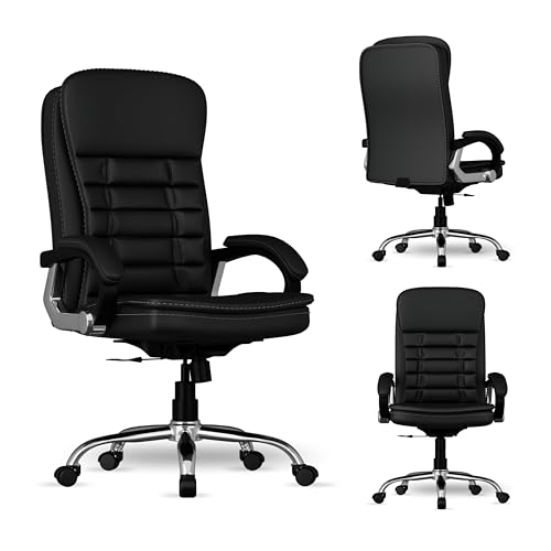 Image of FUGO FG112 Ergonomic Office Chair with Adjustable Height, Cushioned Back & Seat, Tilting Mechanism, Heavy-Duty Metal Base, Dual Nylon Casters - Ideal for Work, Gaming, Study, 3-Year Warranty (Black)