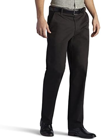 Lee Men's Extreme Motion Flat Front Regular Straight Pant Black 38W x 29L