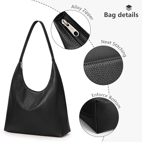 Image of KALIDI Casual Tote Bag Vegan Leather Hobo Zipper Work Bag Weekender Shoulder for Women Shoulder Travel Purse
