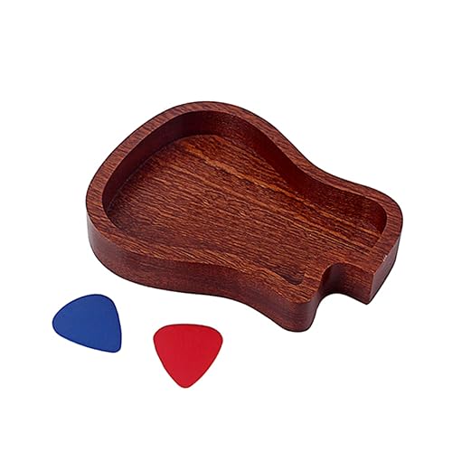 Yardwe 2pcs Wooden Guitar Pick Holder with Color Picks Durable Plectrum Storage Box for Guitar Bass Convenient Accessory Case for Musicians and Music Lovers Random Color