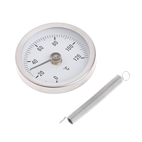 Vxhohdoxs Pipe Clip-On Dial Thermometer Temperature Bimetal Temp Gauge & Spring 63mm 120℃