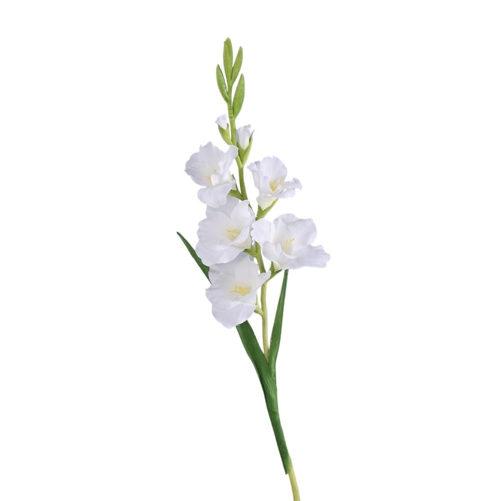 Huffa White Artificial Taro Gladiolus Flowers - Elegant Wedding And Living Room Floral Arrangement(White)