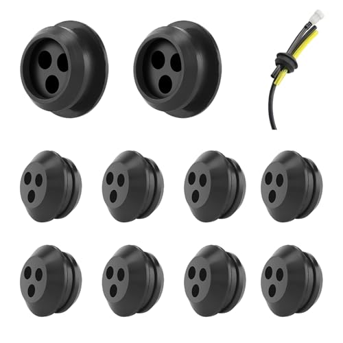 Occhielli in Gomma per Tagliaerba, Guarnizioni in Gomma a 3 Fori, Tappo per Decespugliatore, 10 Pezzi 3 Fori Gommini per Serbatoio Carburante, Passacavo Boccola, Guarnizioni Anello di Tenuta