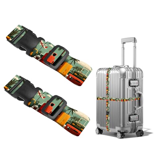 Image of Nuxovilar Luggage Straps Set for Suitcase 1.96x90.5in Polyester | Cargo Strap Travel Belt Security Buckle Band Beach Trip Family Vacation Airport (Travel Elements)