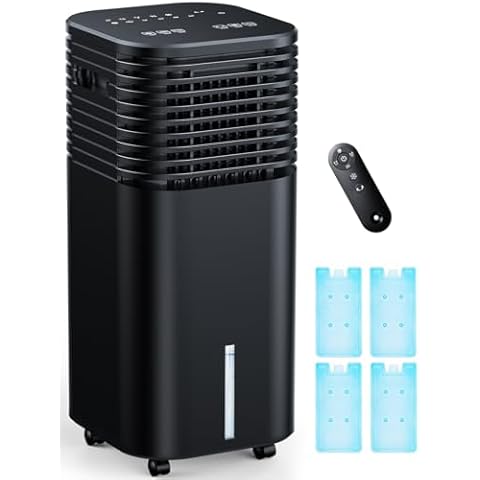 TEMEIKE 4-IN-1 Portable Air Conditioners, Evaporative Air Cooler w/ 4 Modes & 3 Speeds, 15H Timer for Smart Auto-off, 2-Gal Tank for 20H Cooling Cover