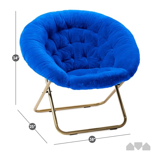 image for Milliard Saucer Chair For Adults, Teens & Kids, Royal Blue, Faux Fur X
