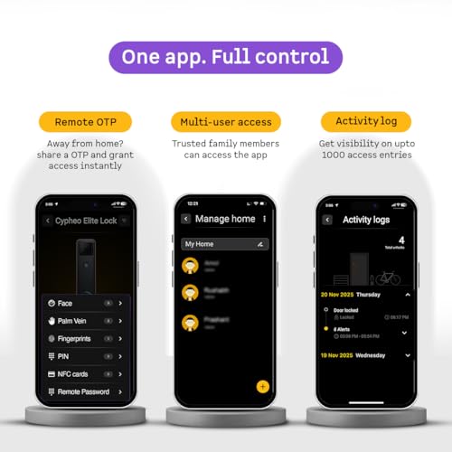 Image of Atomberg Cypheo Elite Smart Door Lock I Wi-fi Enabled | 8 Ways Unlocking | Free Installation | 2 Yrs Warranty | Face| Palm | Fingerprint | PIN | OTP | NFC Card | Atomberg Home App | Key | Rose Gold