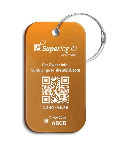 Dynotag® Sentry Series Solid Metal  Web Enabled Smart Luggage ID Tag + Steel Loop  Travel Luggage Tags