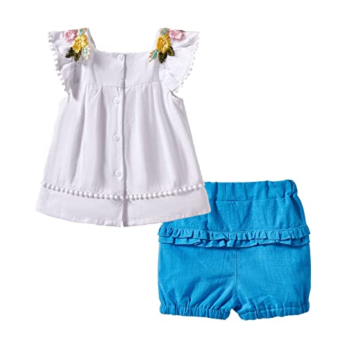 Image of Mud Kingdom Little Girls Shorts Sets Floral Pattern Summer Sleeveless 2 Piece Outfits