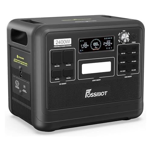 FOSSIBOT F2400 Solargenerator, Tragbare Powerstation 2048Wh LiFePO4 Batterie-Backup mit 2400W AC...
