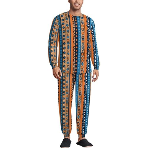 African Tribe Print Men’s Pajama Set Long Sleeve Top And Pants Loungewear Sleepwear Pjs Nightwear