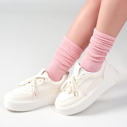 Image of Grip Pilates Socks for Women, Yoga Slouch Socks with Grip for Barre Workout Hospital Long Scrunch Slipper Socks