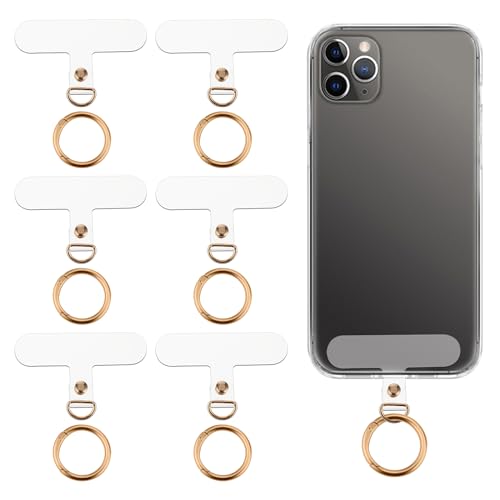 Mabor 6 Stück Handy Lanyard Patch, Universal Pads für Handykette Handy Patch Kette Anhänger mit 6 Metall Federringen Kleber Nicht Klebend Handykette Handyhalterung für Kette Meisten Smartphone