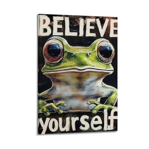Toile vintage grenouille Believe Youself art mural pour une chambre originale