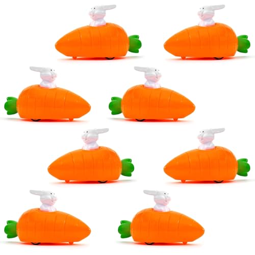 XIAOGUA 8 Stück Aufziehbare Hasen mit Karotte im Set Osterhasen Mitbringsel Mitgebsel Gastgeschenke Aufziehbare Osterhasen Geschenke Mädchen für Kleine Ostergeschenke für Kinder Jungen