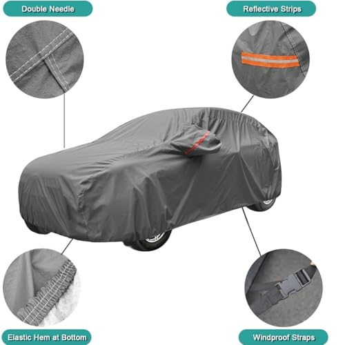 Image of Auto Hub Car Cover Compatible with Maruti Victoris with Mirror Pocket, Waterproof Layers, Victoris Car Cover Waterproof - Taiwan Grey